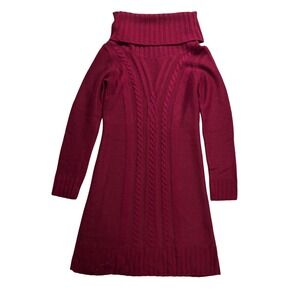 Cynthia Rowley Cable Knit Turtleneck Sweater Dress Women's S Merino Wool blend